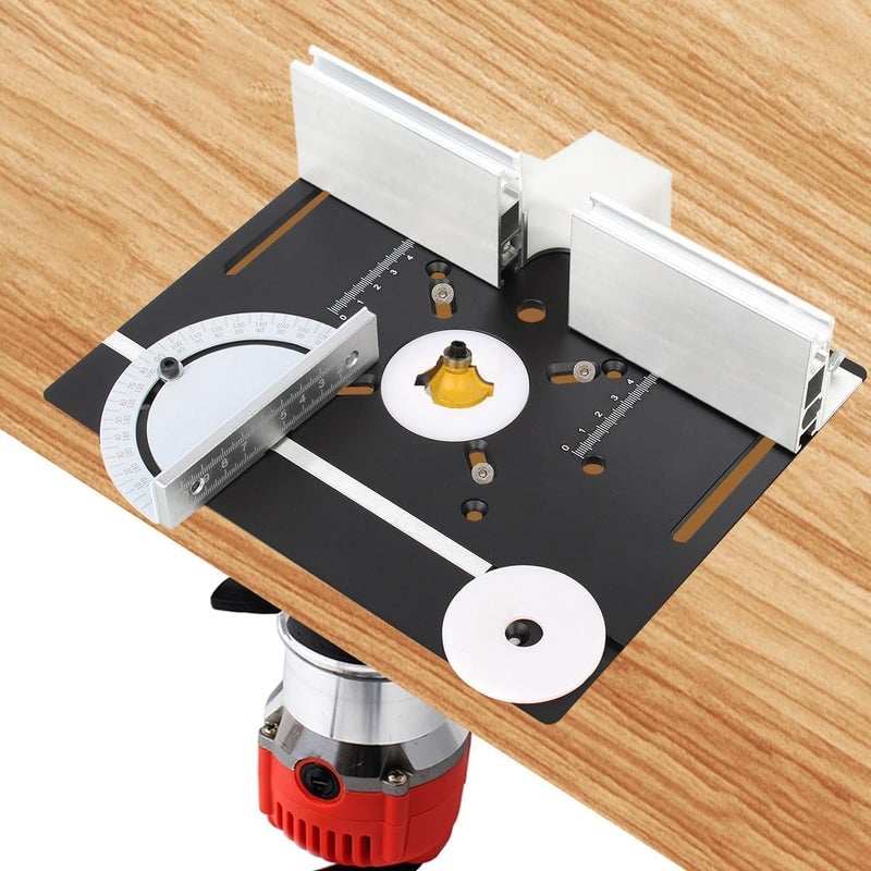 JCFANTS Store Router Table Insert Plate, Woodworking Benches Router Flip Plate, Aluminium Router Table for 65mm Diameter Motors Woodworking Router Table Workbench Trimmer Engraving Machine (Black) - Image 1